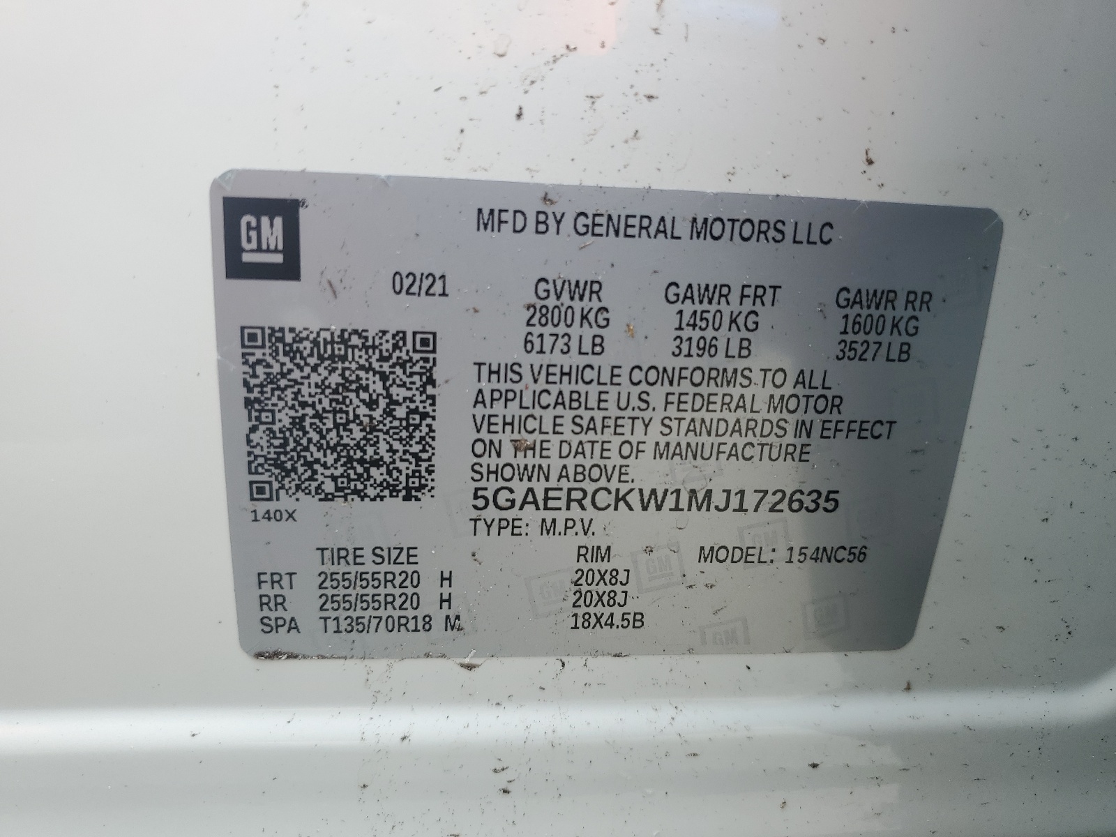 5GAERCKW1MJ172635 2021 Buick Enclave Premium