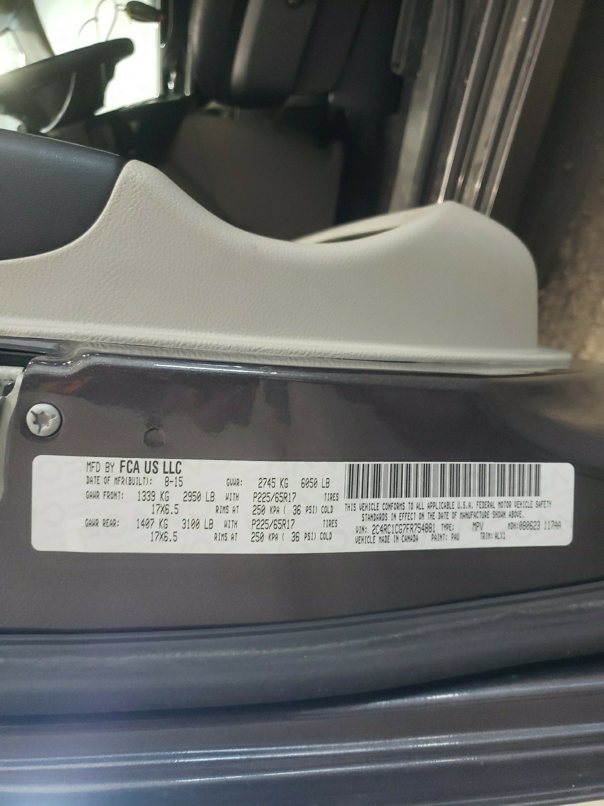 2C4RC1CG7FR754881 2015 Chrysler Town & Country Touring L