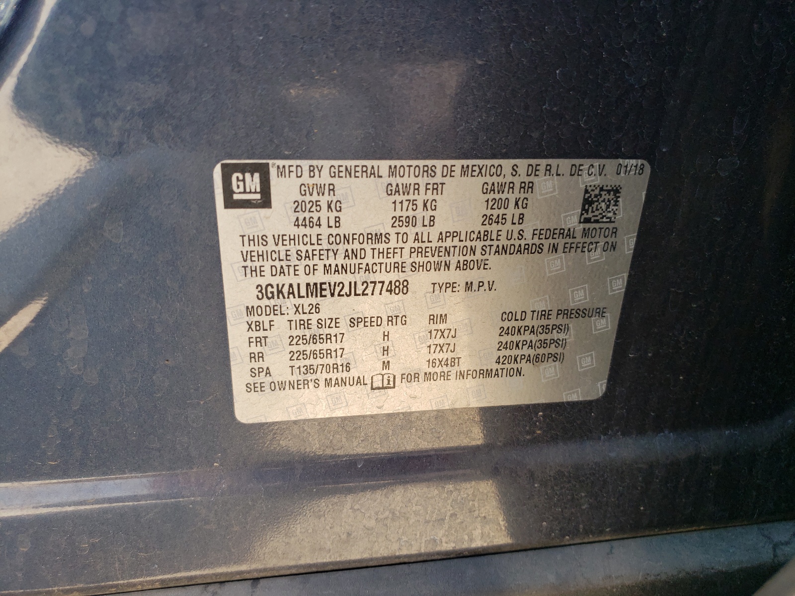 3GKALMEV2JL277488 2018 GMC Terrain Sle