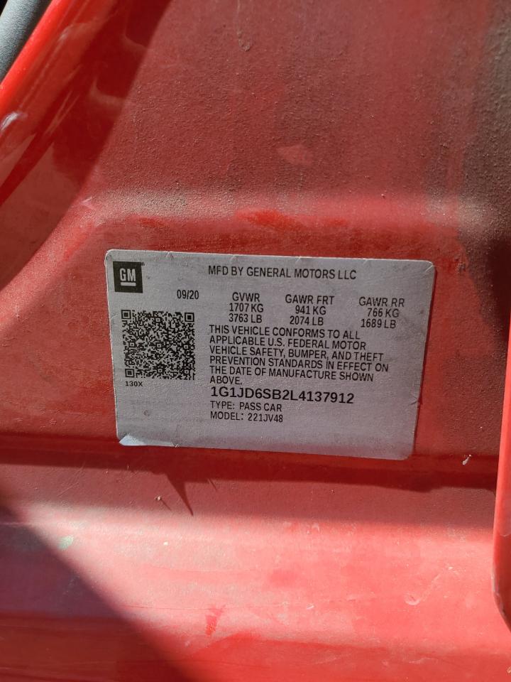 2020 Chevrolet Sonic Lt VIN: 1G1JD6SB2L4137912 Lot: 63047204