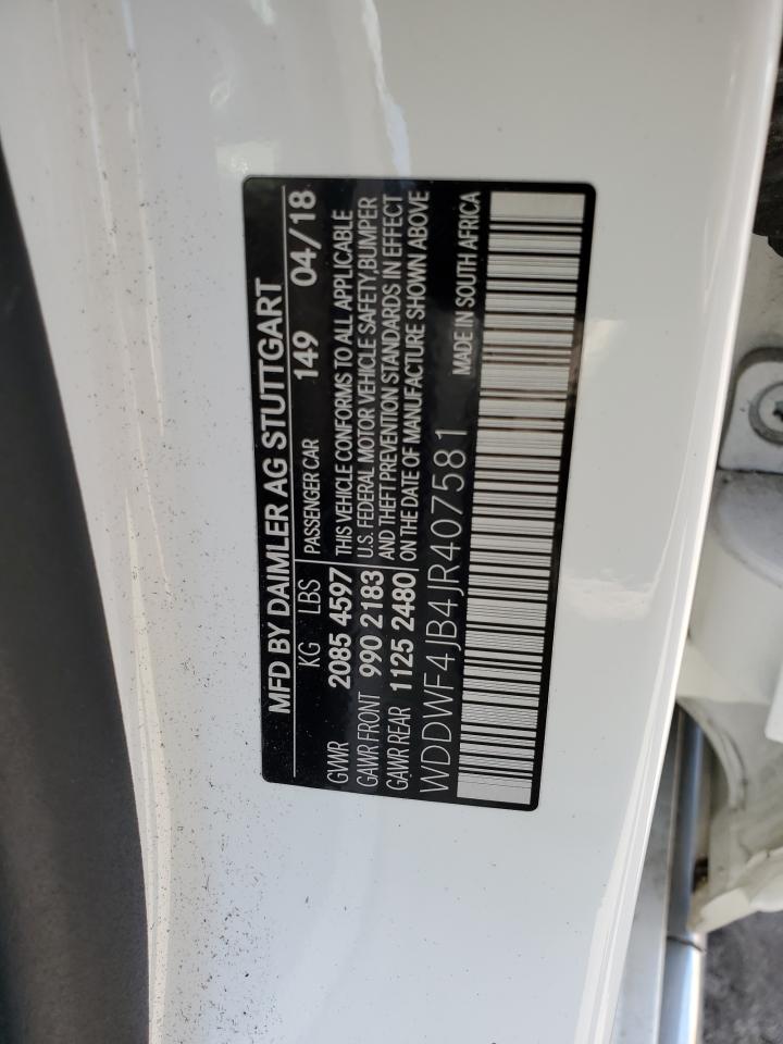 2018 Mercedes-Benz C 300 VIN: WDDWF4JB4JR407581 Lot: 63100074