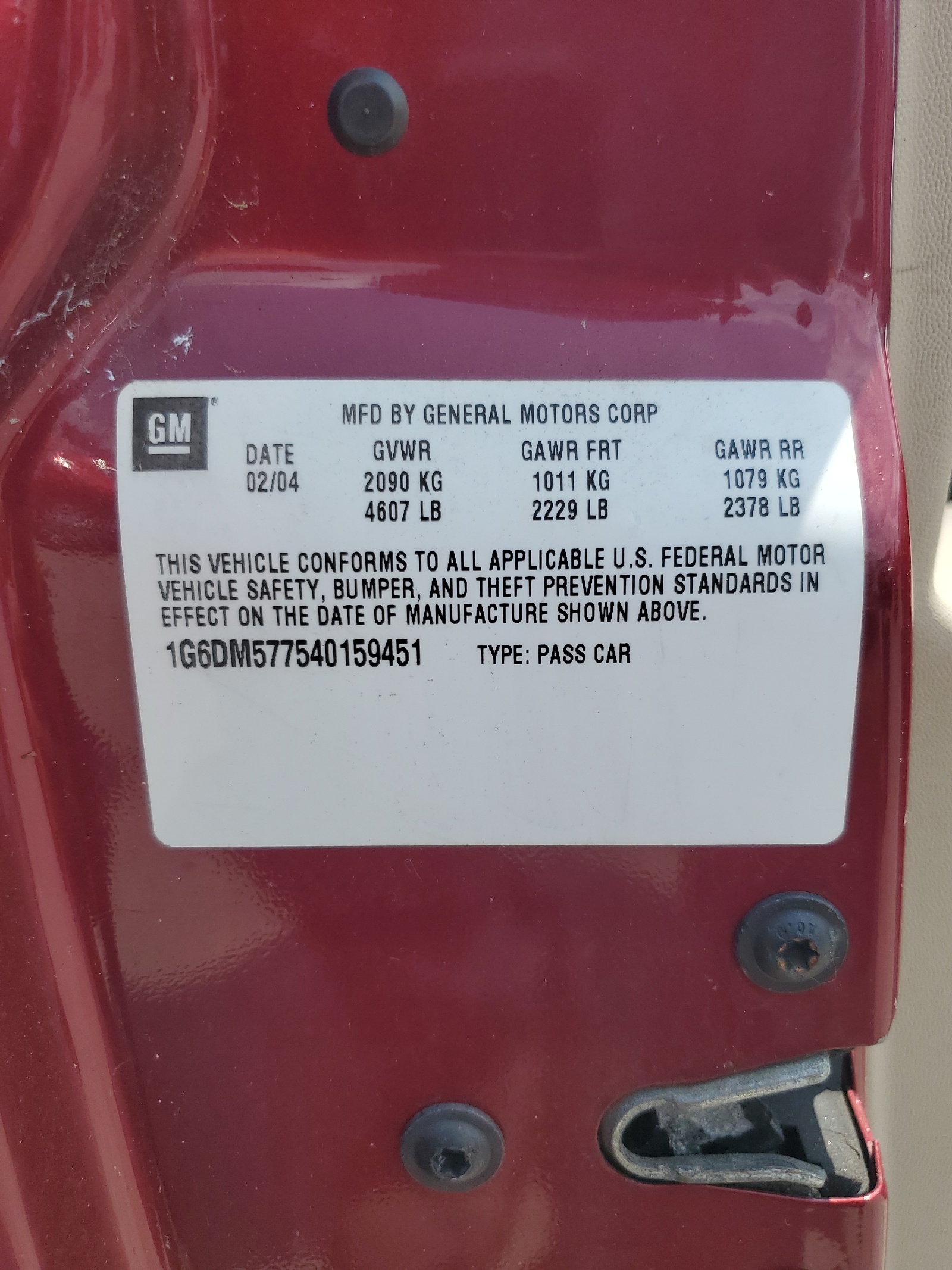 1G6DM577540159451 2004 Cadillac Cts