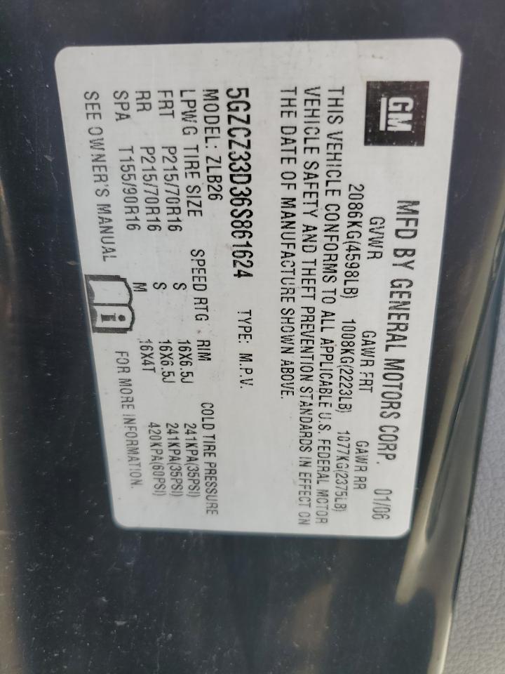 2006 Saturn Vue VIN: 5GZCZ33D36S861624 Lot: 61533434