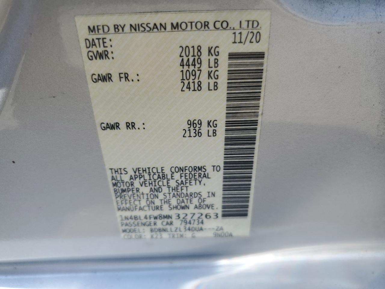 1N4BL4FW8MN327263 2021 NISSAN ALTIMA - Image 12