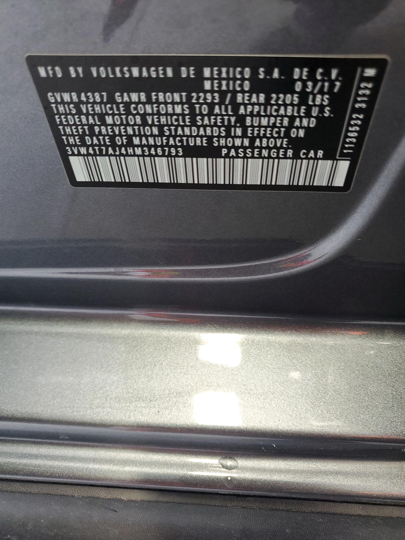 3VW4T7AJ4HM346793 2017 Volkswagen Jetta Gli