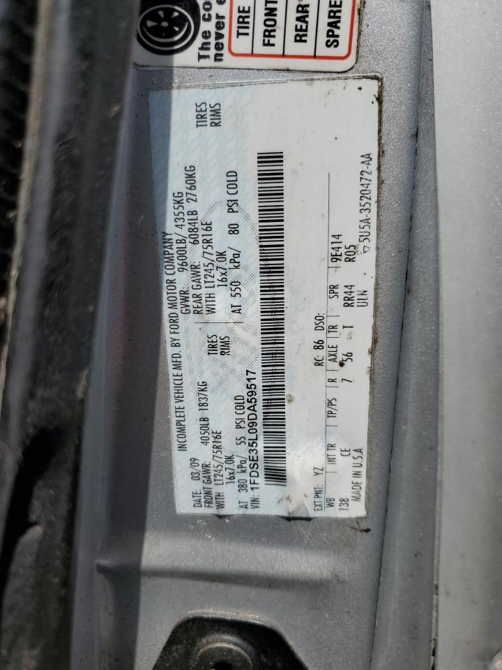 2009 Ford Econoline E350 Super Duty Cutaway Van VIN: 1FDSE35L09DA59517 Lot: 59662574