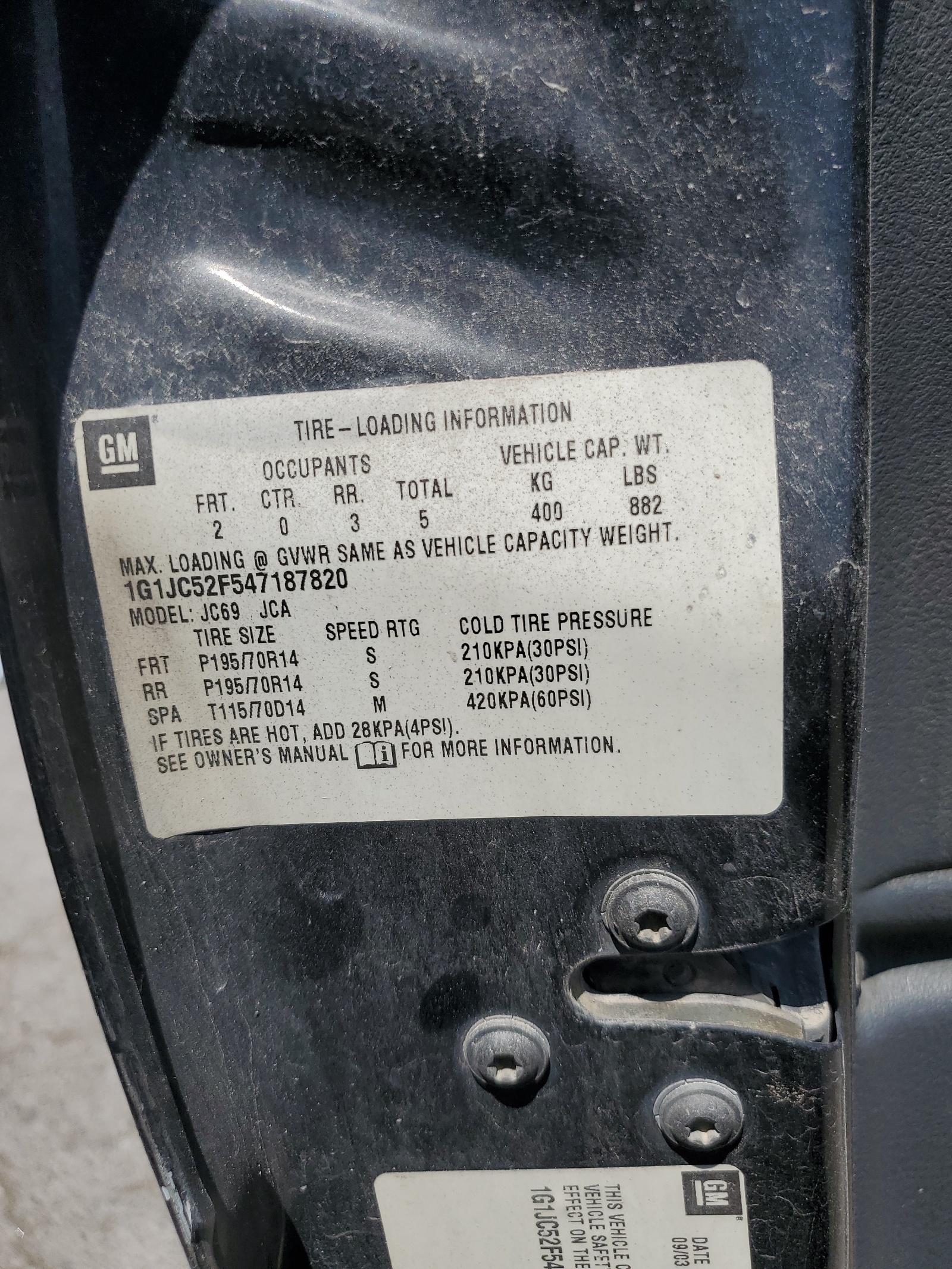 1G1JC52F547187820 2004 Chevrolet Cavalier