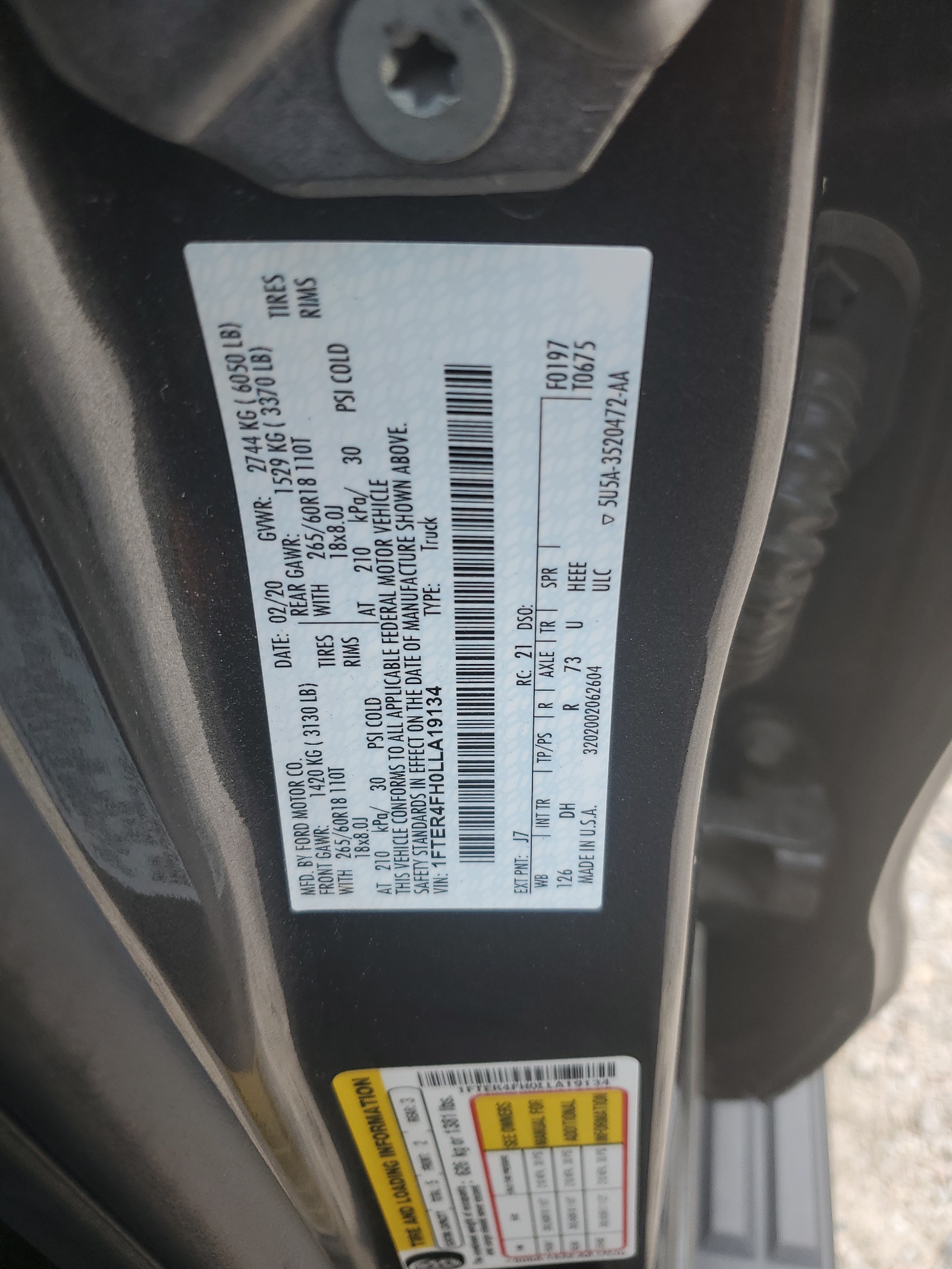 1FTER4FH0LLA19134 2020 Ford Ranger Xl