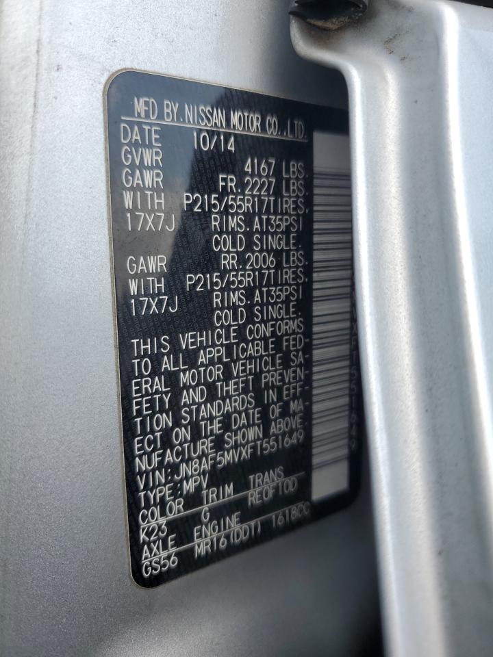 2015 Nissan Juke S VIN: JN8AF5MVXFT551649 Lot: 65295774