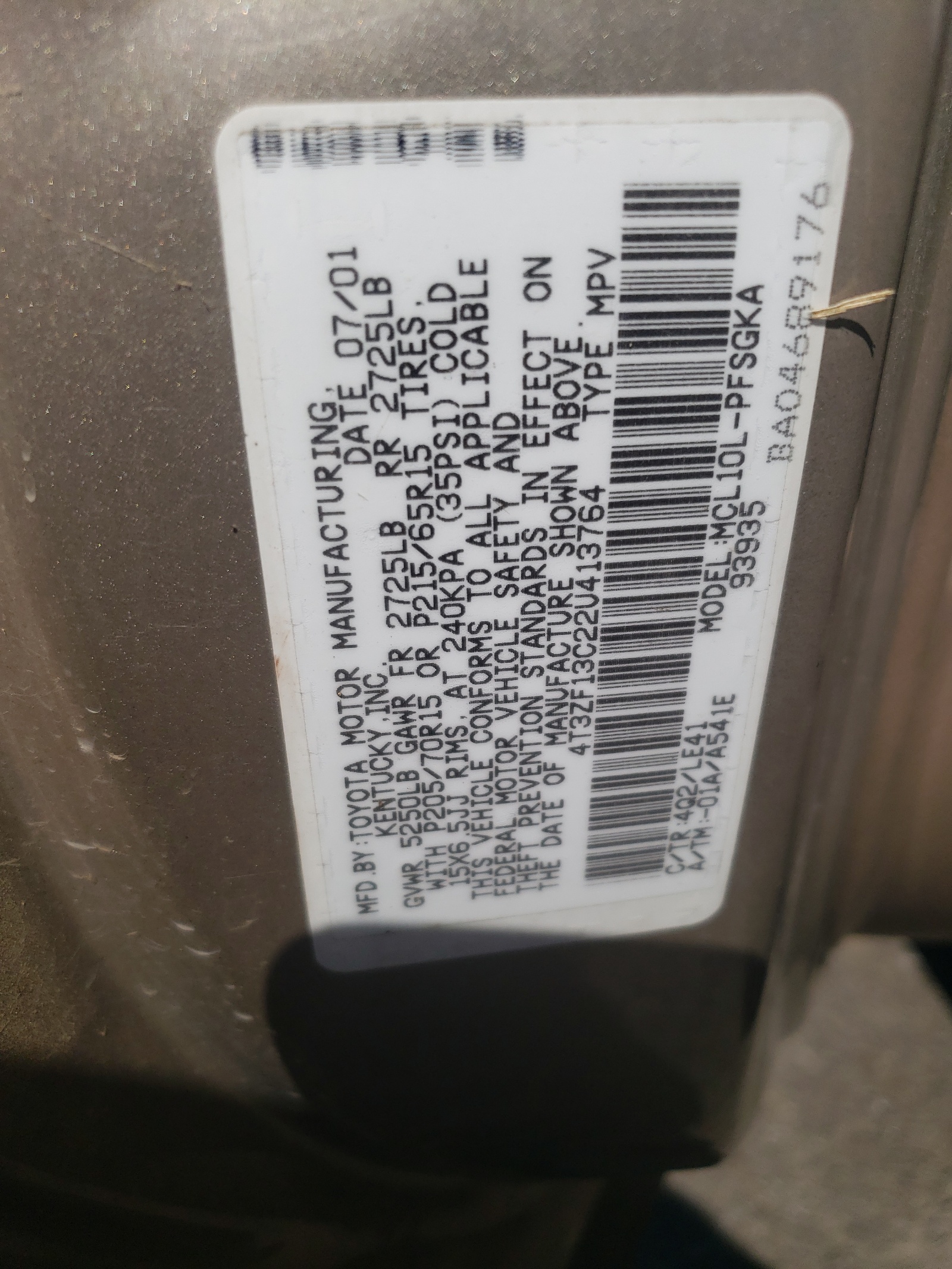 4T3ZF13C22U413764 2002 Toyota Sienna Le