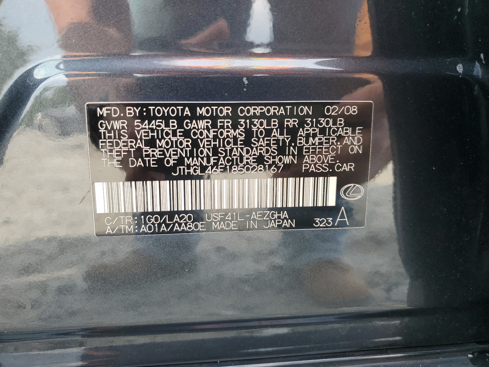 JTHGL46F185028167 2008 Lexus Ls 460L