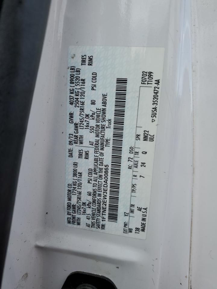 2014 Ford Econoline E250 Van VIN: 1FTNE2EW3EDA00865 Lot: 64742234