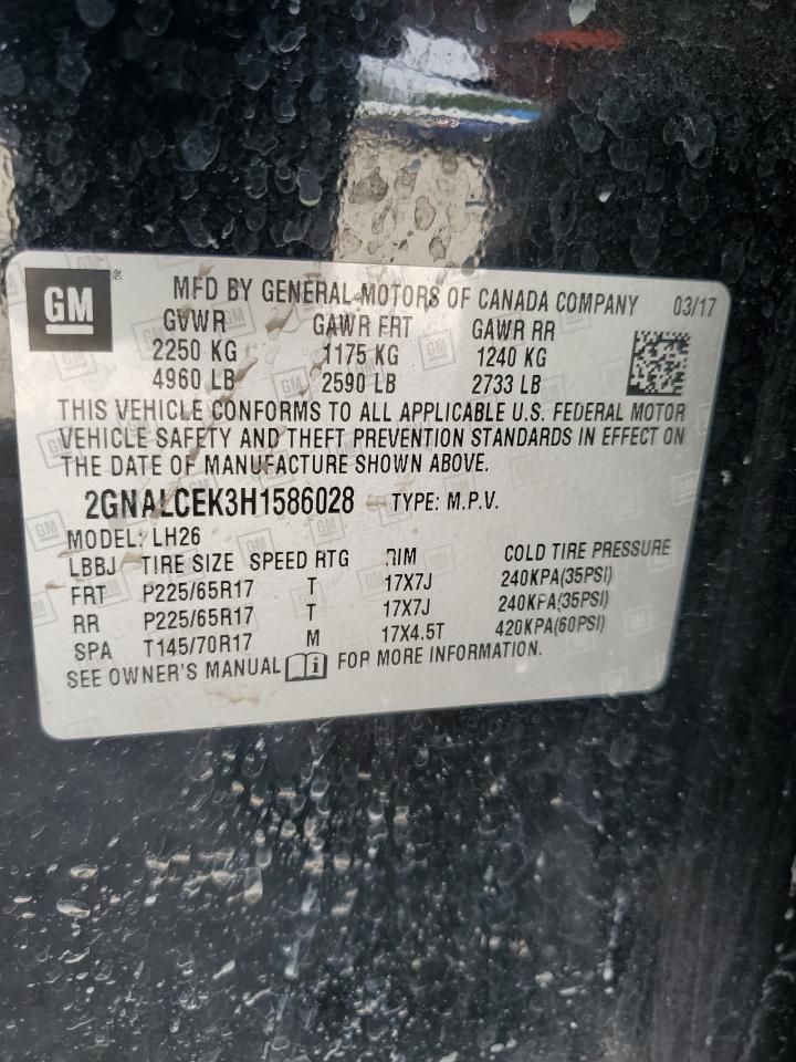 2017 Chevrolet Equinox Lt VIN: 2GNALCEK3H1586028 Lot: 64690064