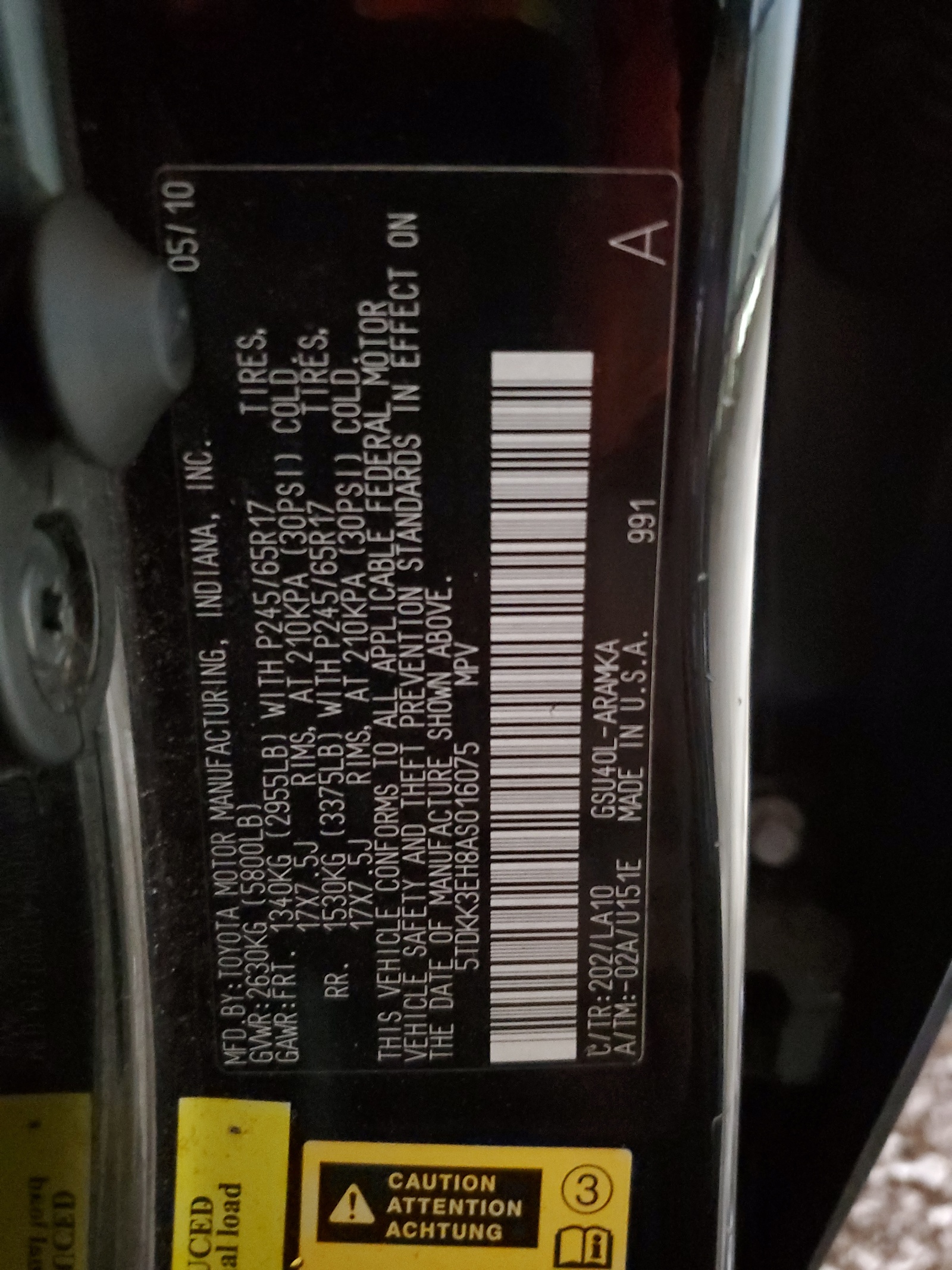 5TDKK3EH8AS016075 2010 Toyota Highlander Se