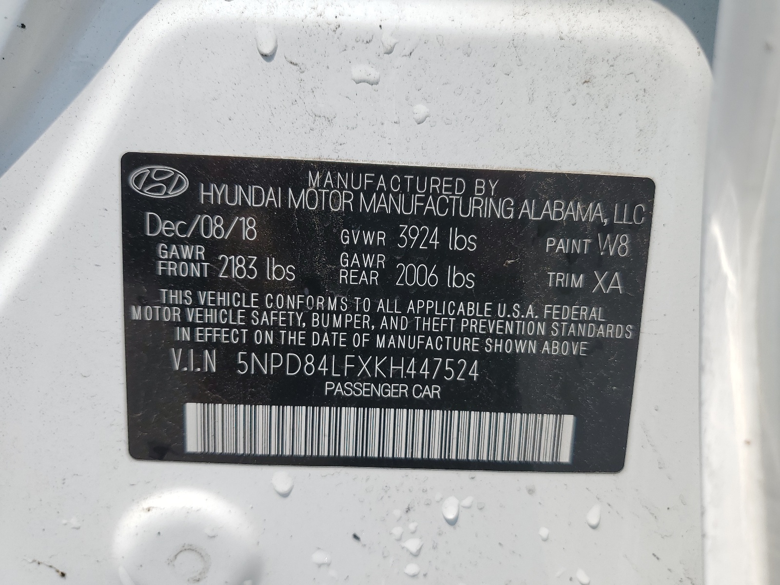 5NPD84LFXKH447524 2019 Hyundai Elantra Sel