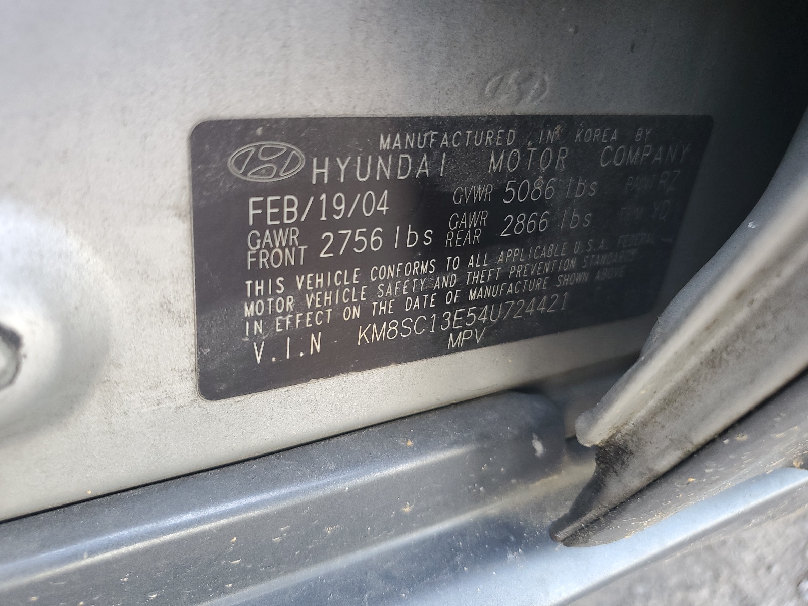 KM8SC13E54U724421 2004 Hyundai Santa Fe Gls