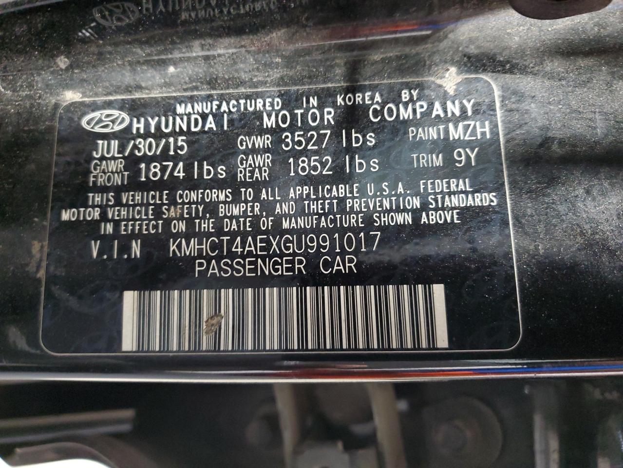 2016 Hyundai Accent Se VIN: KMHCT4AEXGU991017 Lot: 62832864