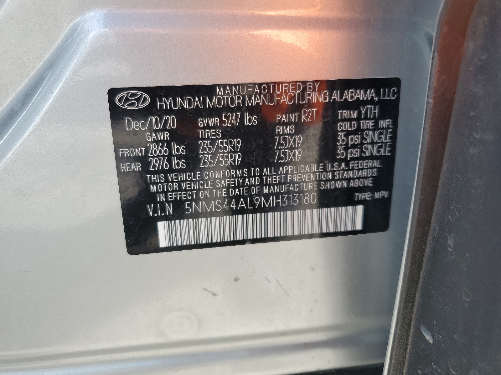 5NMS44AL9MH313180 2021 Hyundai Santa Fe Limited