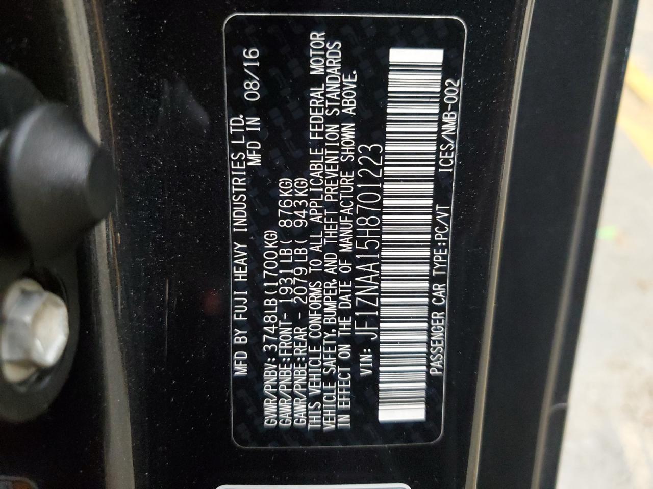 2017 Toyota 86 Base VIN: JF1ZNAA15H8701223 Lot: 64874224