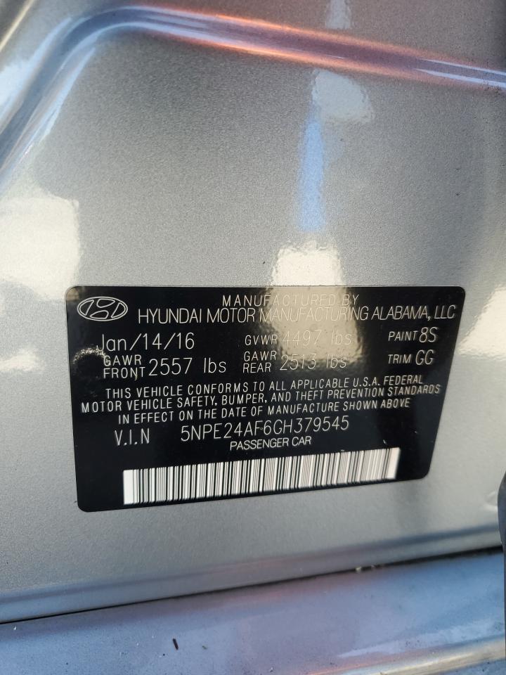 2016 Hyundai Sonata Se VIN: 5NPE24AF6GH379545 Lot: 63112724