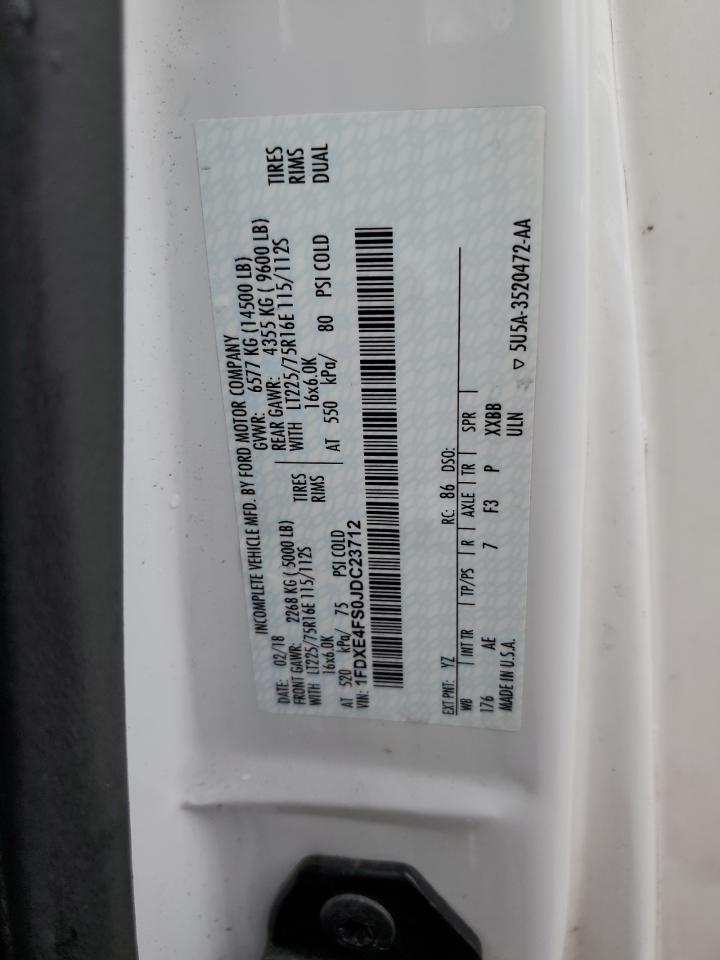 2018 Ford Econoline E450 Super Duty Cutaway Van VIN: 1FDXE4FS0JDC23712 Lot: 71135554