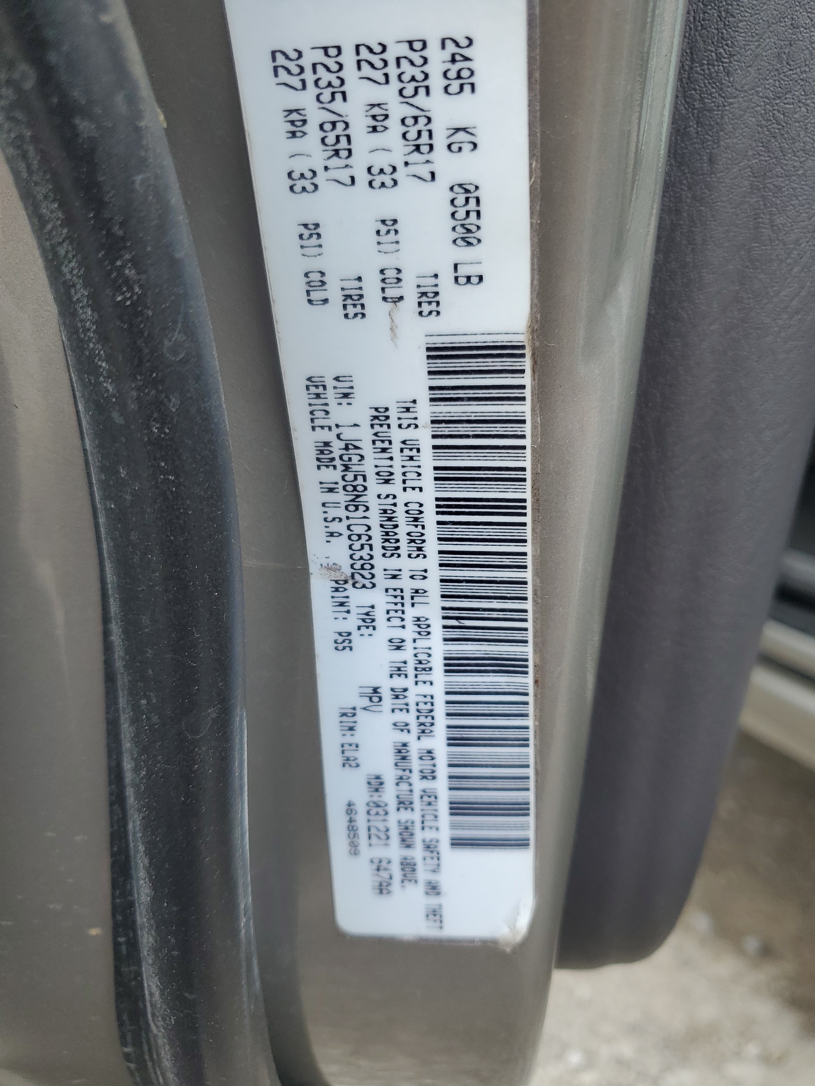 1J4GW58N61C653923 2001 Jeep Grand Cherokee Limited