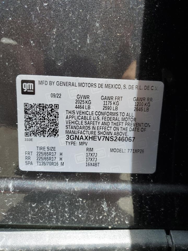 2022 Chevrolet Equinox Ls VIN: 3GNAXHEV7NS246067 Lot: 63546814