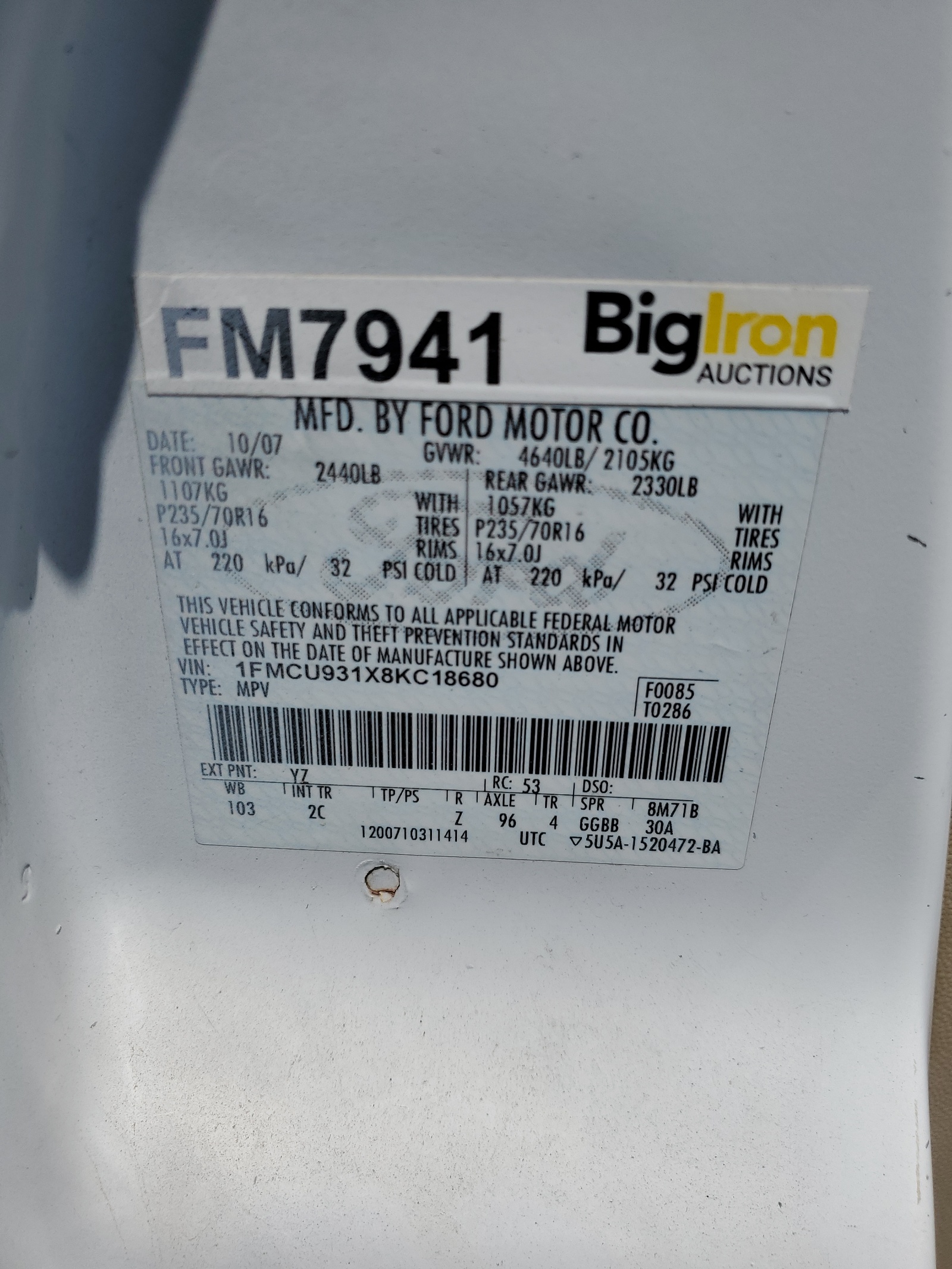 1FMCU931X8KC18680 2008 Ford Escape Xlt