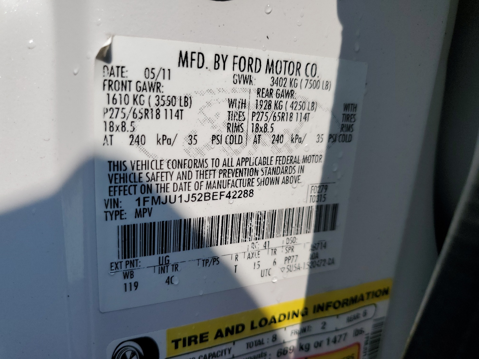 1FMJU1J52BEF42288 2011 Ford Expedition Xlt