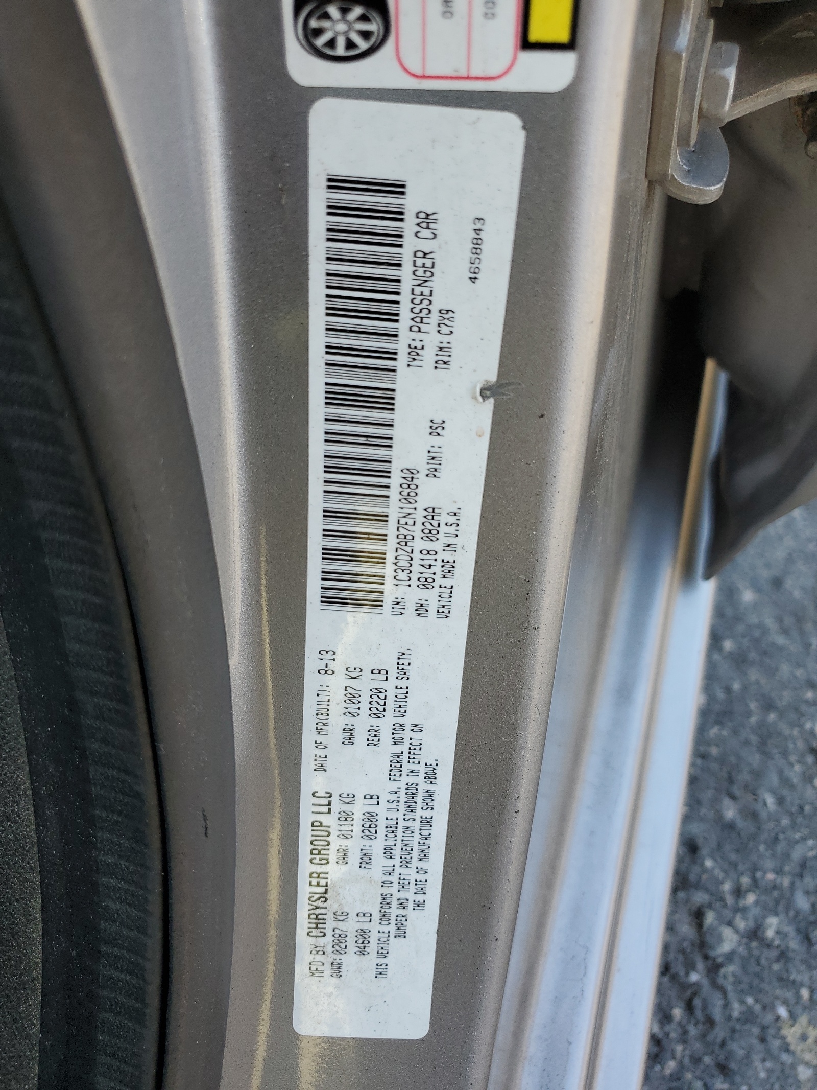 1C3CDZAB7EN106840 2014 Dodge Avenger Se