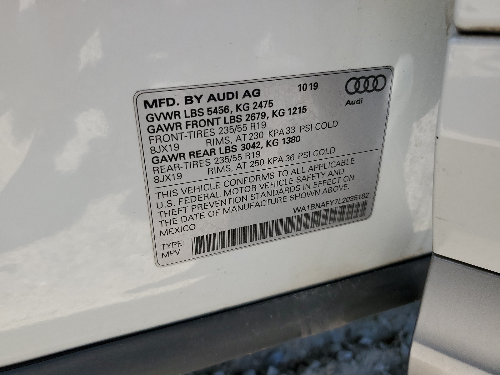 WA1BNAFY7L2035182 2020 Audi Q5 Premium Plus