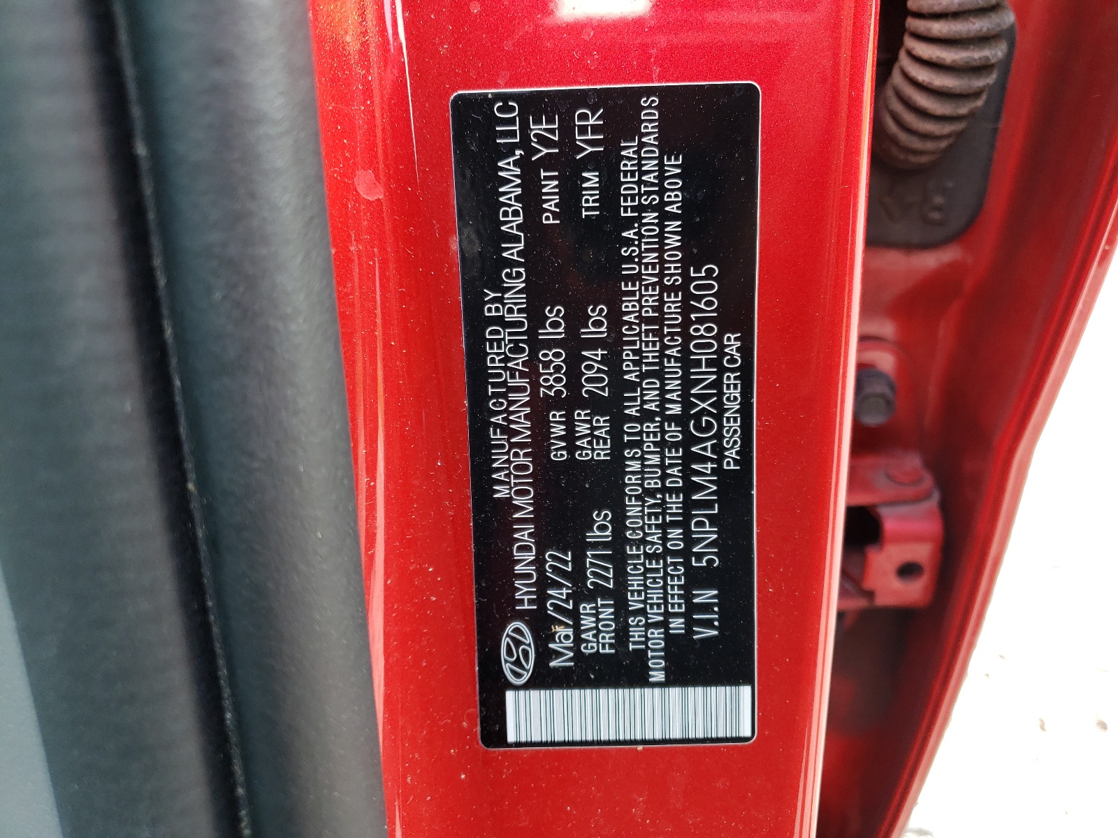 5NPLM4AGXNH081605 2022 Hyundai Elantra Sel