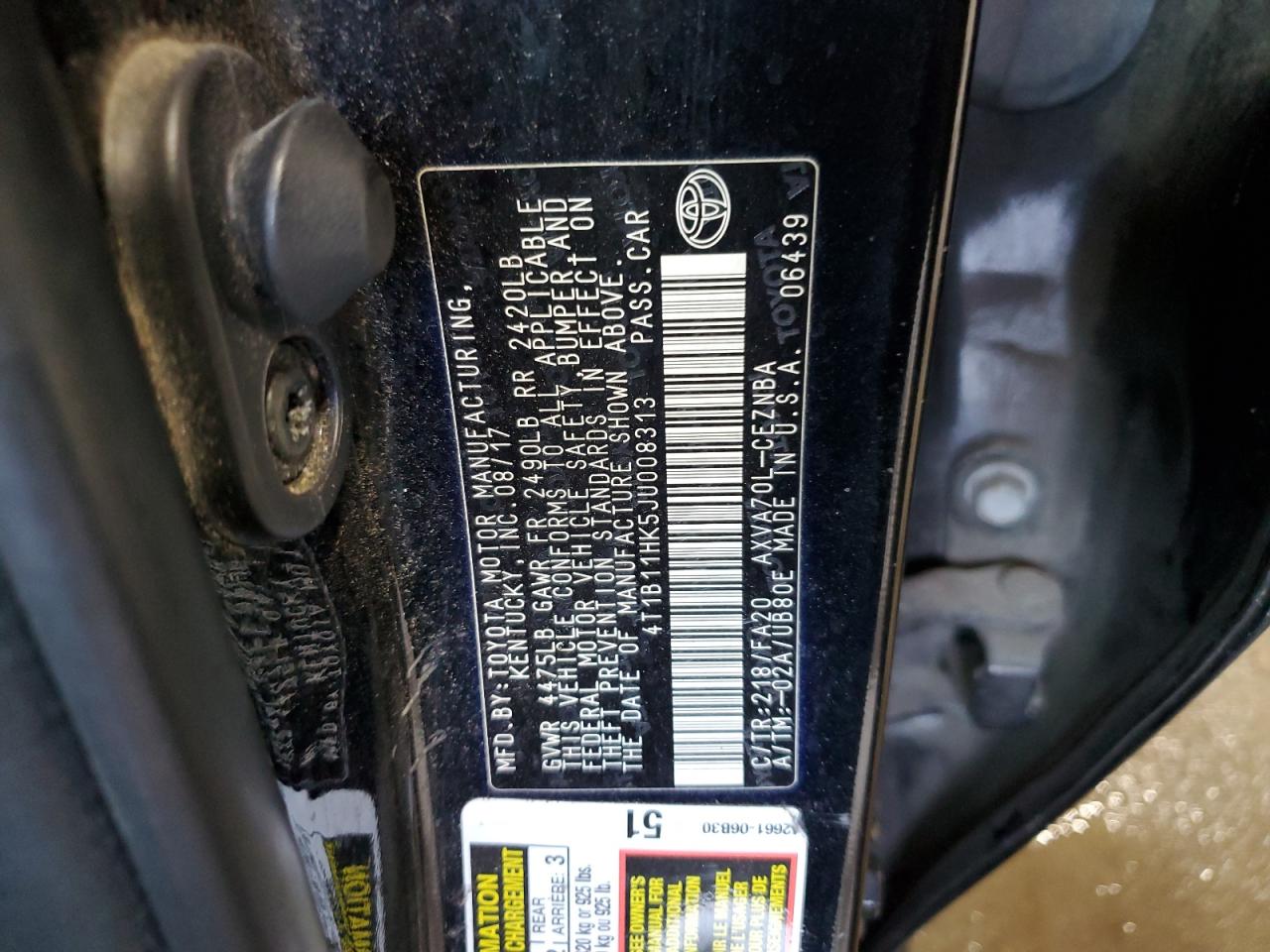 4T1B11HK5JU008313 2018 TOYOTA CAMRY - Image 12