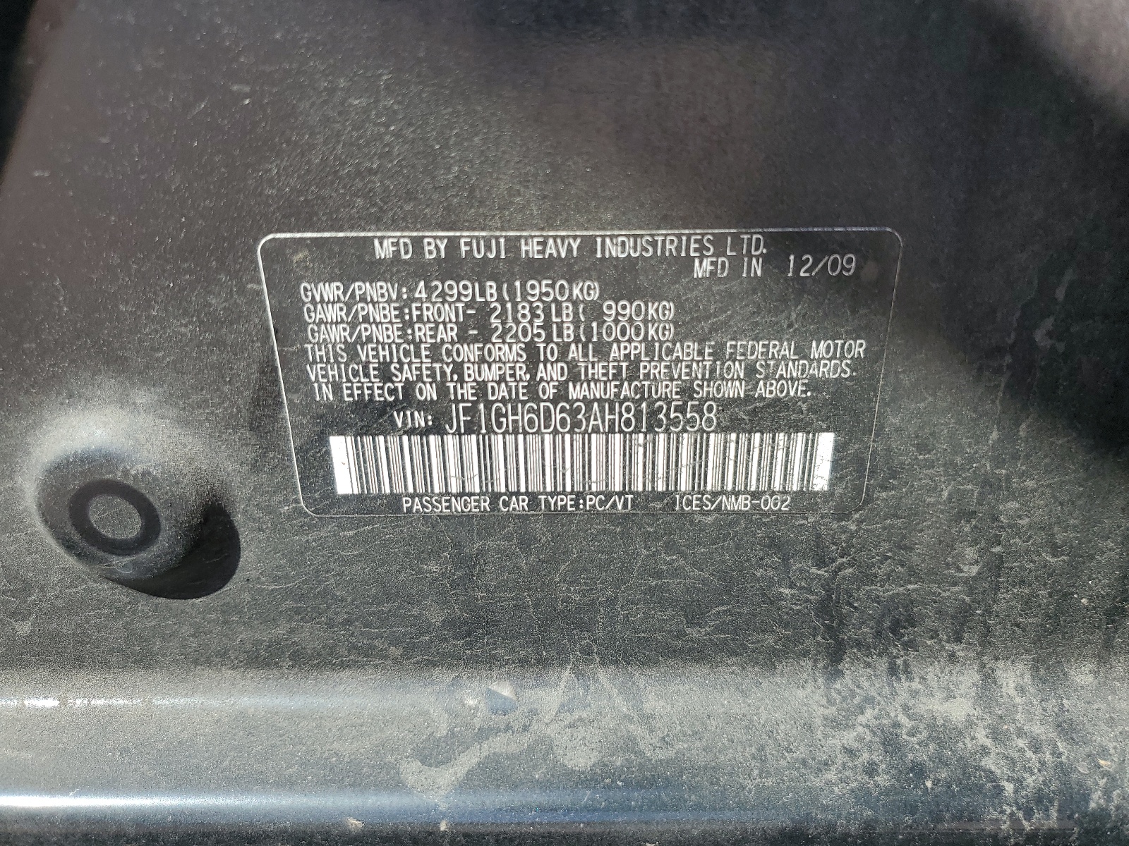 JF1GH6D63AH813558 2010 Subaru Impreza Outback Sport