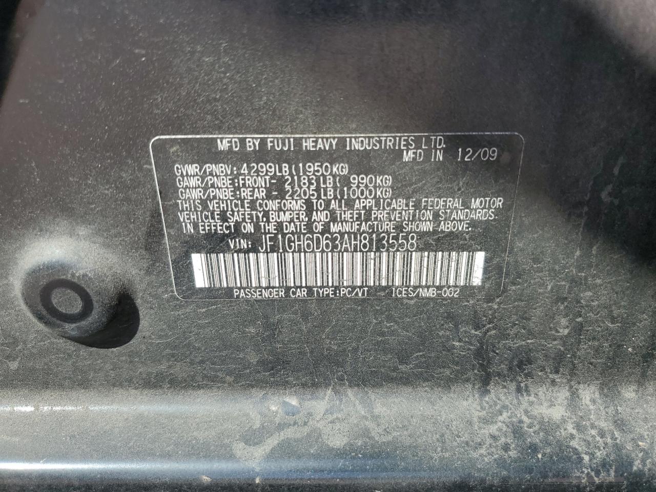 2010 Subaru Impreza Outback Sport VIN: JF1GH6D63AH813558 Lot: 63776774