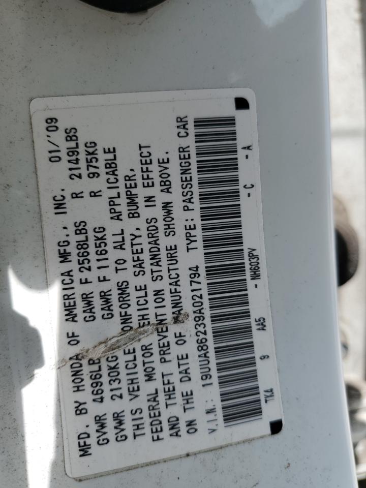 2009 Acura Tl VIN: 19UUA86239A021794 Lot: 62693304