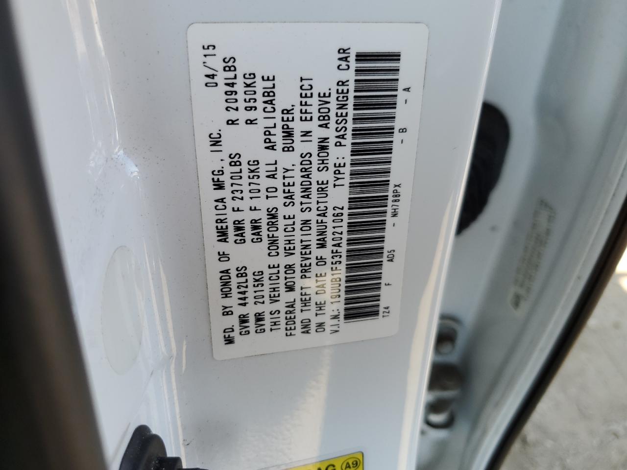 2015 Acura Tlx Tech VIN: 19UUB1F53FA021062 Lot: 64713254