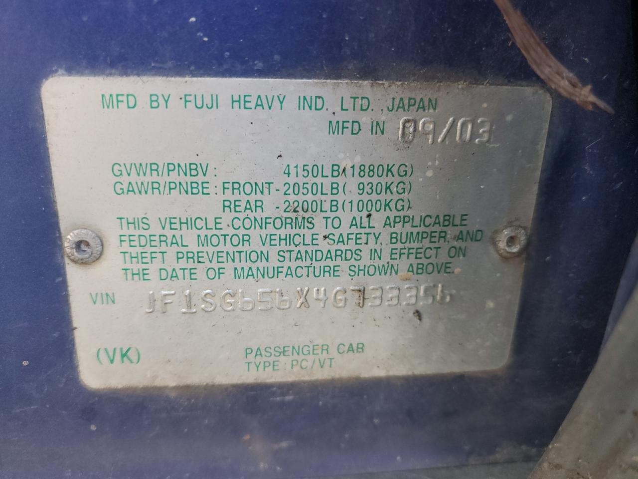 2004 Subaru Forester 2.5Xs VIN: JF1SG656X4G733356 Lot: 63721634