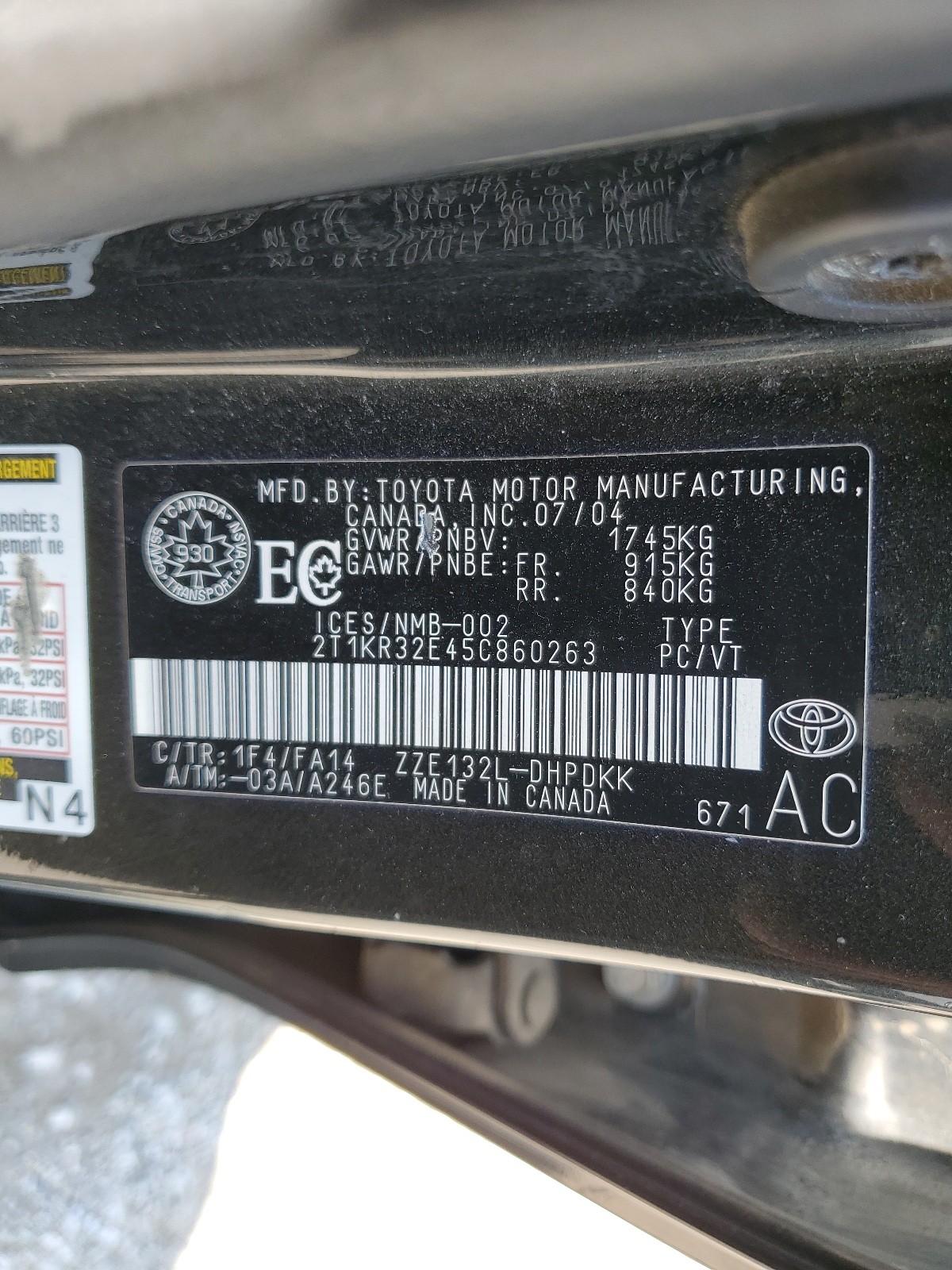 2T1KR32E45C860263 2005 Toyota Corolla Matrix Xr
