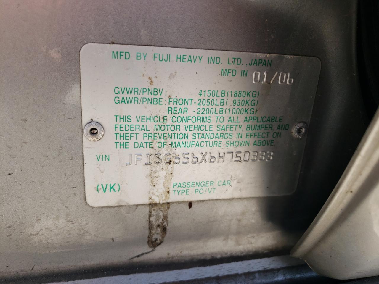 2006 Subaru Forester 2.5X Premium VIN: JF1SG656X6H750333 Lot: 62874274