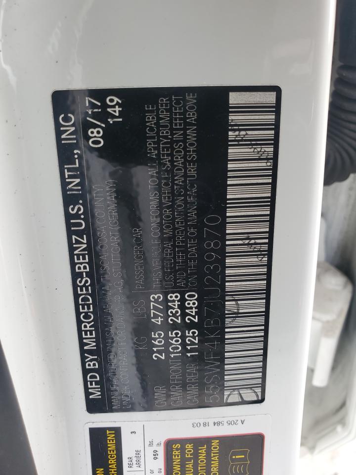 2018 Mercedes-Benz C 300 4Matic VIN: 55SWF4KB7JU239870 Lot: 63687634