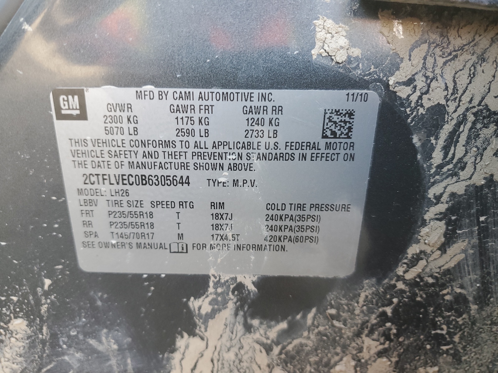 2CTFLVEC0B6305644 2011 GMC Terrain Slt