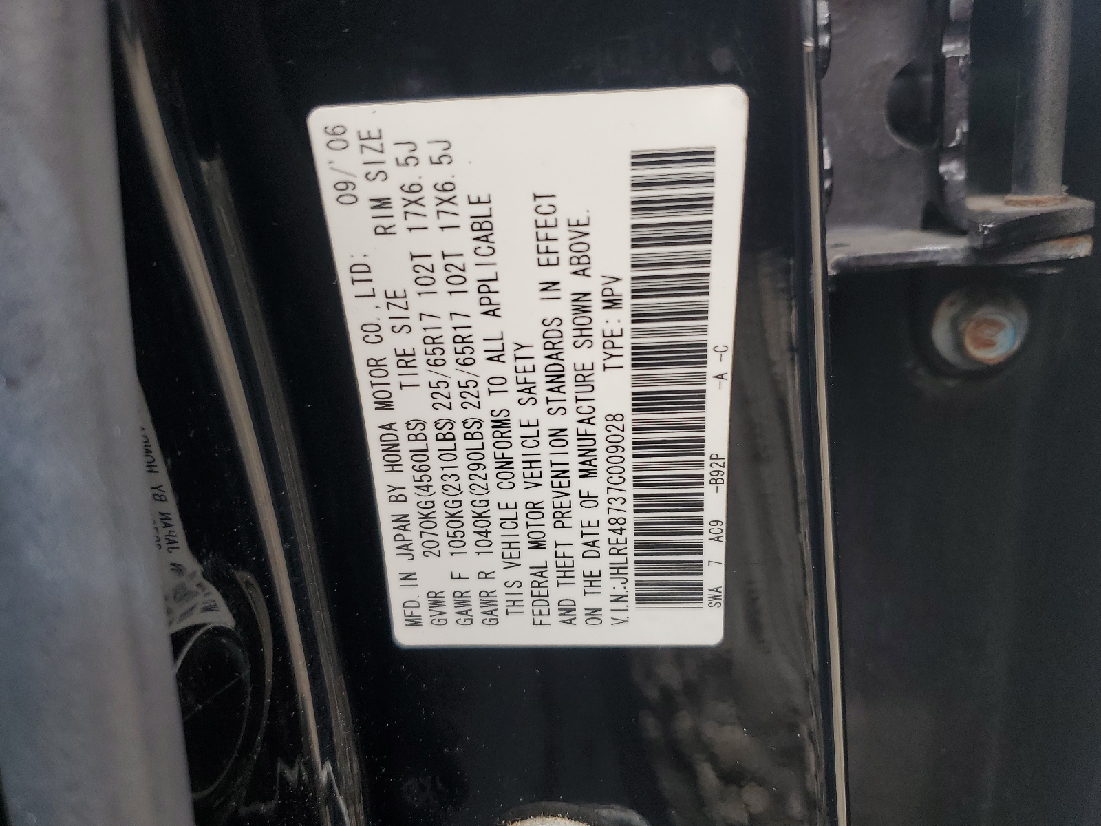 JHLRE48737C009028 2007 Honda Cr-V Exl