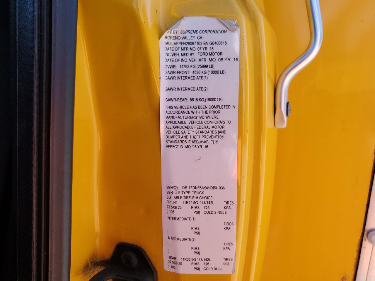 1FDNF6AY4HDB01036 2017 Ford F650 Super Duty