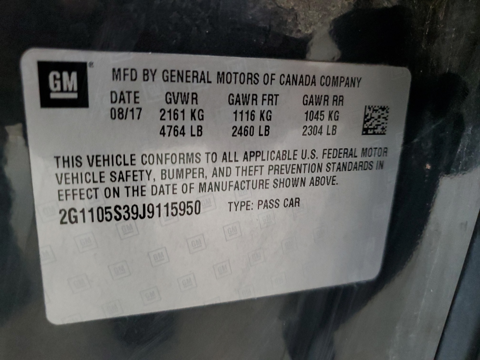 2G1105S39J9115950 2018 Chevrolet Impala Lt