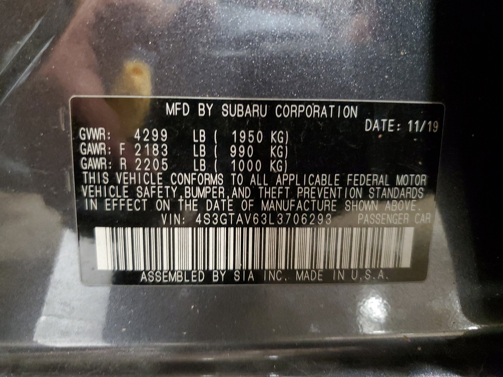 4S3GTAV63L3706293 2020 Subaru Impreza Premium