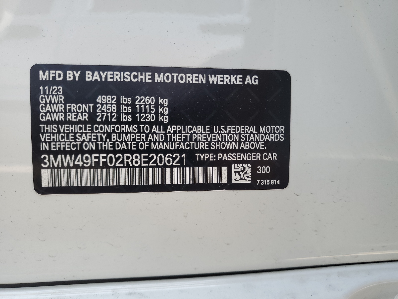 3MW49FF02R8E20621 2024 BMW M340Xi