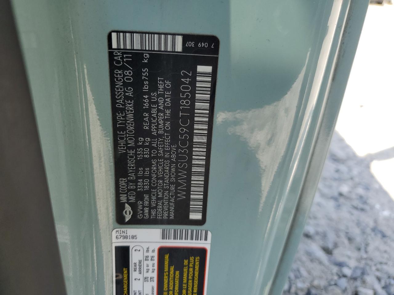 2012 Mini Cooper VIN: WMWSU3C59CT185042 Lot: 61591844