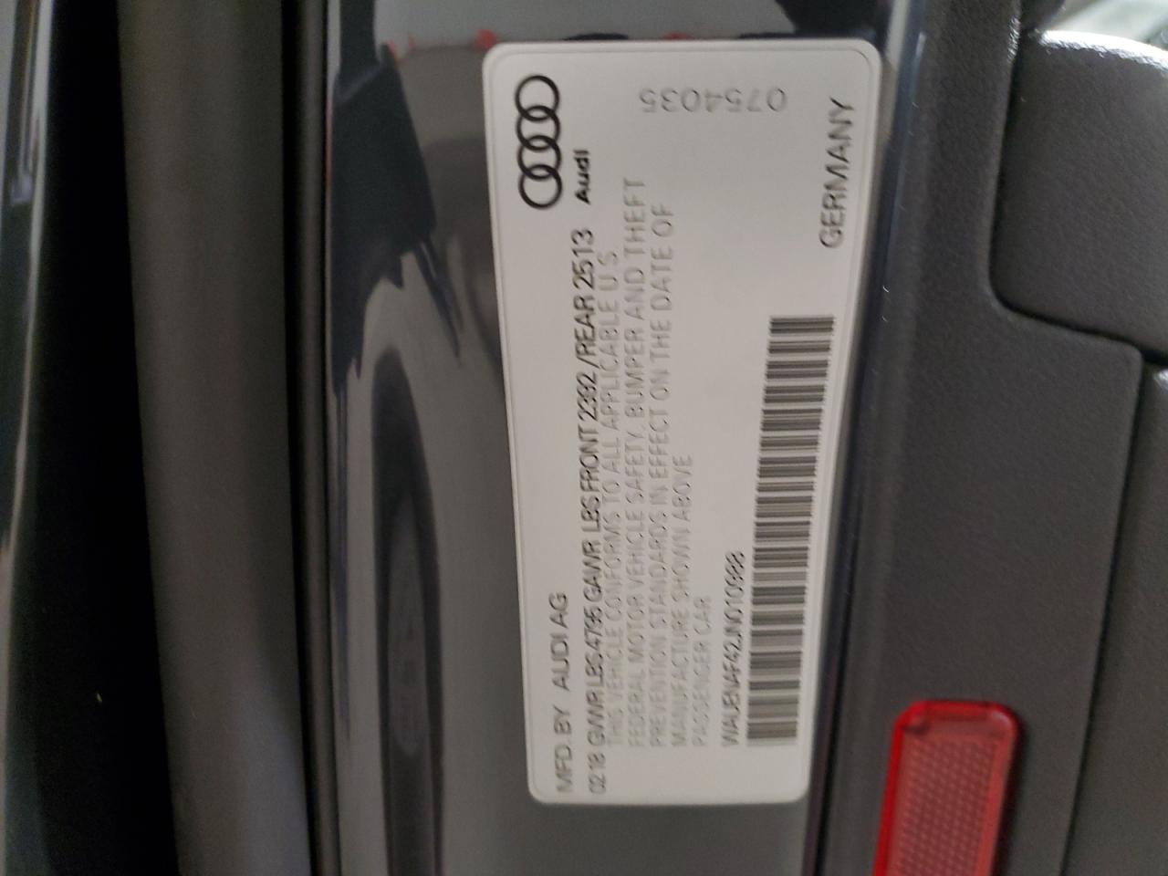 2018 Audi A4 Premium Plus VIN: WAUENAF42JN010988 Lot: 63824424