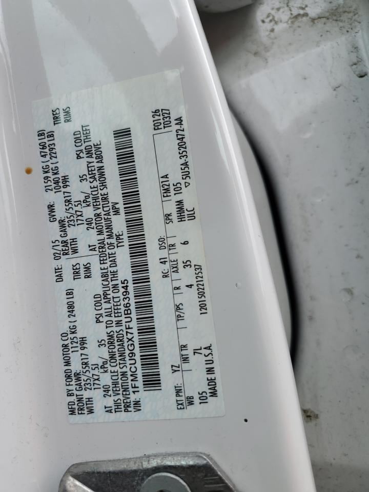 2015 Ford Escape Se VIN: 1FMCU9GX7FUB63945 Lot: 63983114